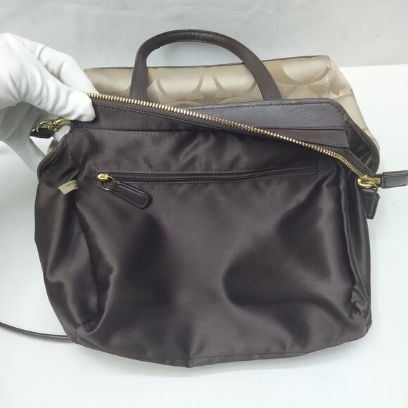 Coach Taylor Signature Light Tan Canvas Mini Tote Cross Body Bag Style# F28641 - Picture 12 of 16